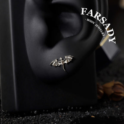 Titanium Flying Dragon Threadless Push In Helix Stud