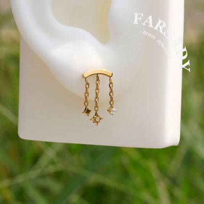 North Star Dangle Hidden Helix Threadless Earring