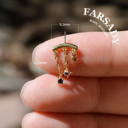 925 Silver Helix Chain Earring