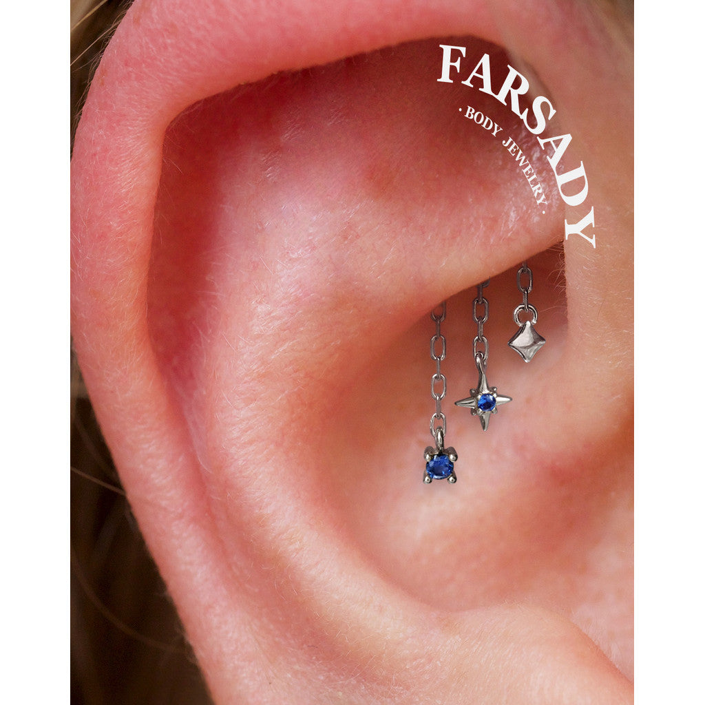 925 Silver Helix Chain Earring