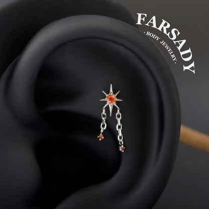 Red Celestial Star Threadless Labret Stud