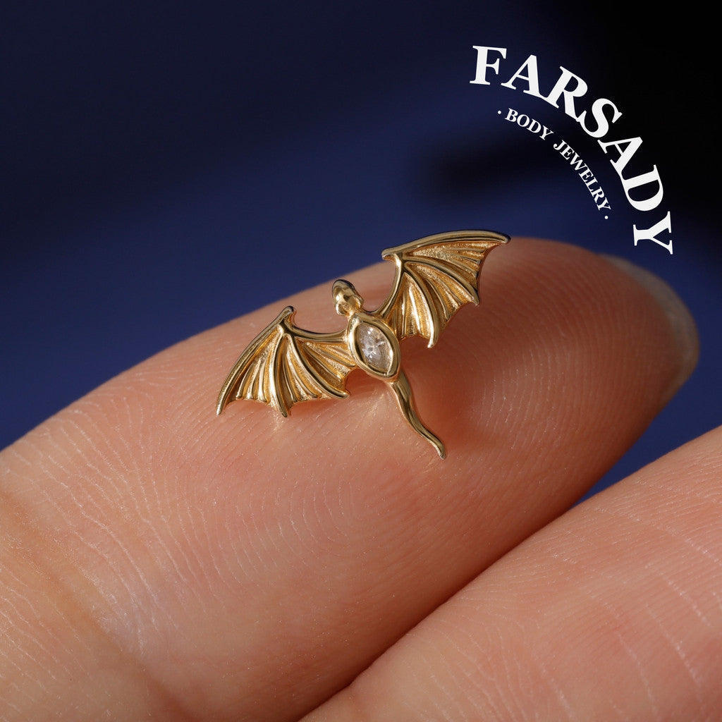 Flying Dragon Threadless Push In Helix Stud Earring