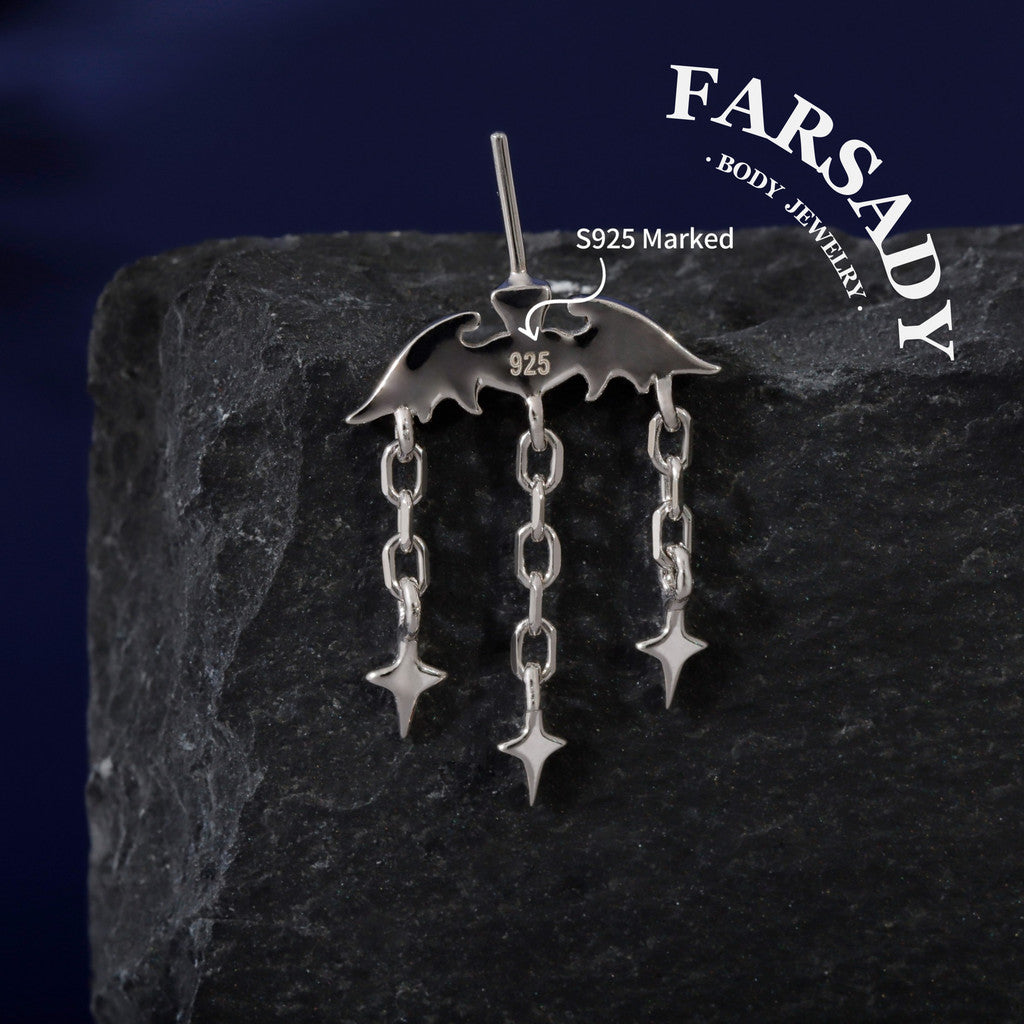 Bat Dangle Stars Vertical Helix Dangle Earring