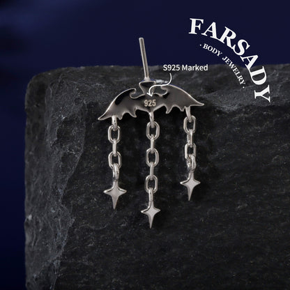 Bat Dangle Stars Vertical Helix Dangle Earring