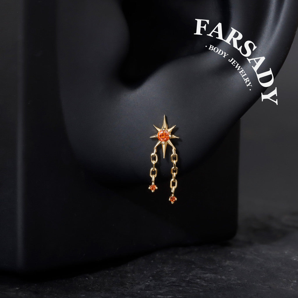 Red Celestial Star Threadless Labret Stud