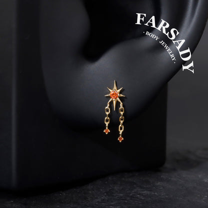 Red Celestial Star Threadless Labret Stud