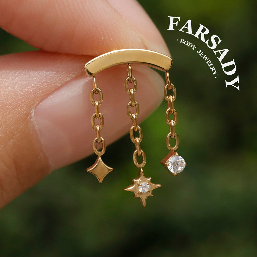 North Star Dangle Hidden Helix Threadless Earring