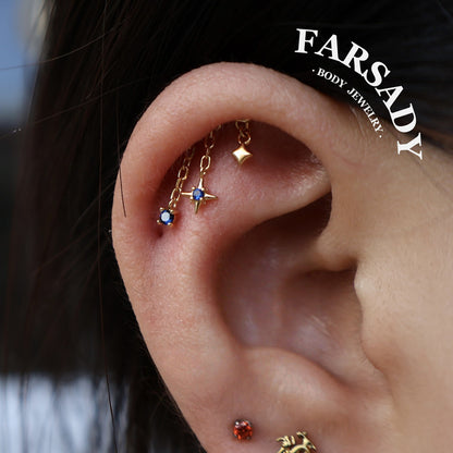 925 Silver Helix Chain Earring