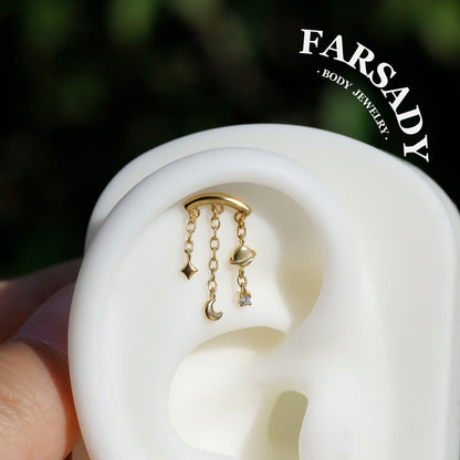 Planet Hidden Helix Chain Earring