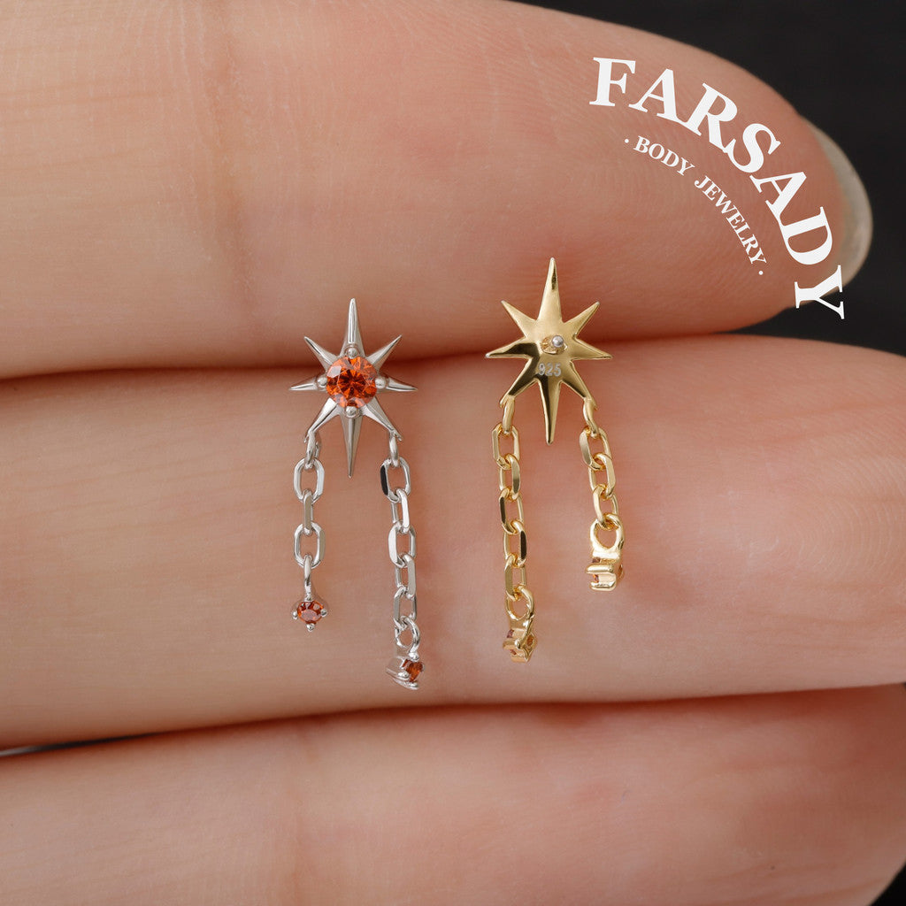 Red Celestial Star Threadless Labret Stud