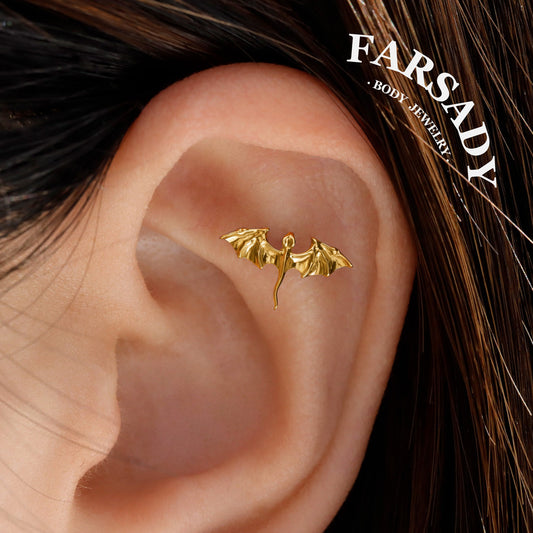 Titanium Flying Dragon Threadless Push In Helix Stud
