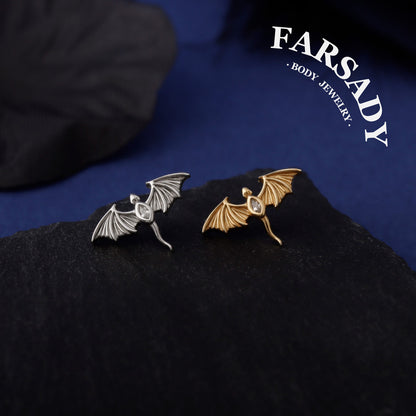 Flying Dragon Threadless Push In Helix Stud Earring
