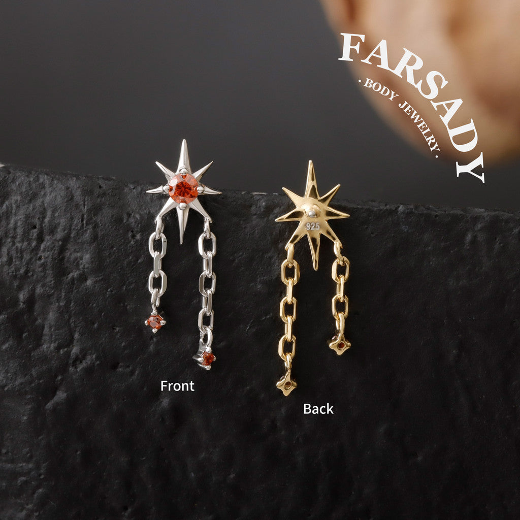 Red Celestial Star Threadless Labret Stud