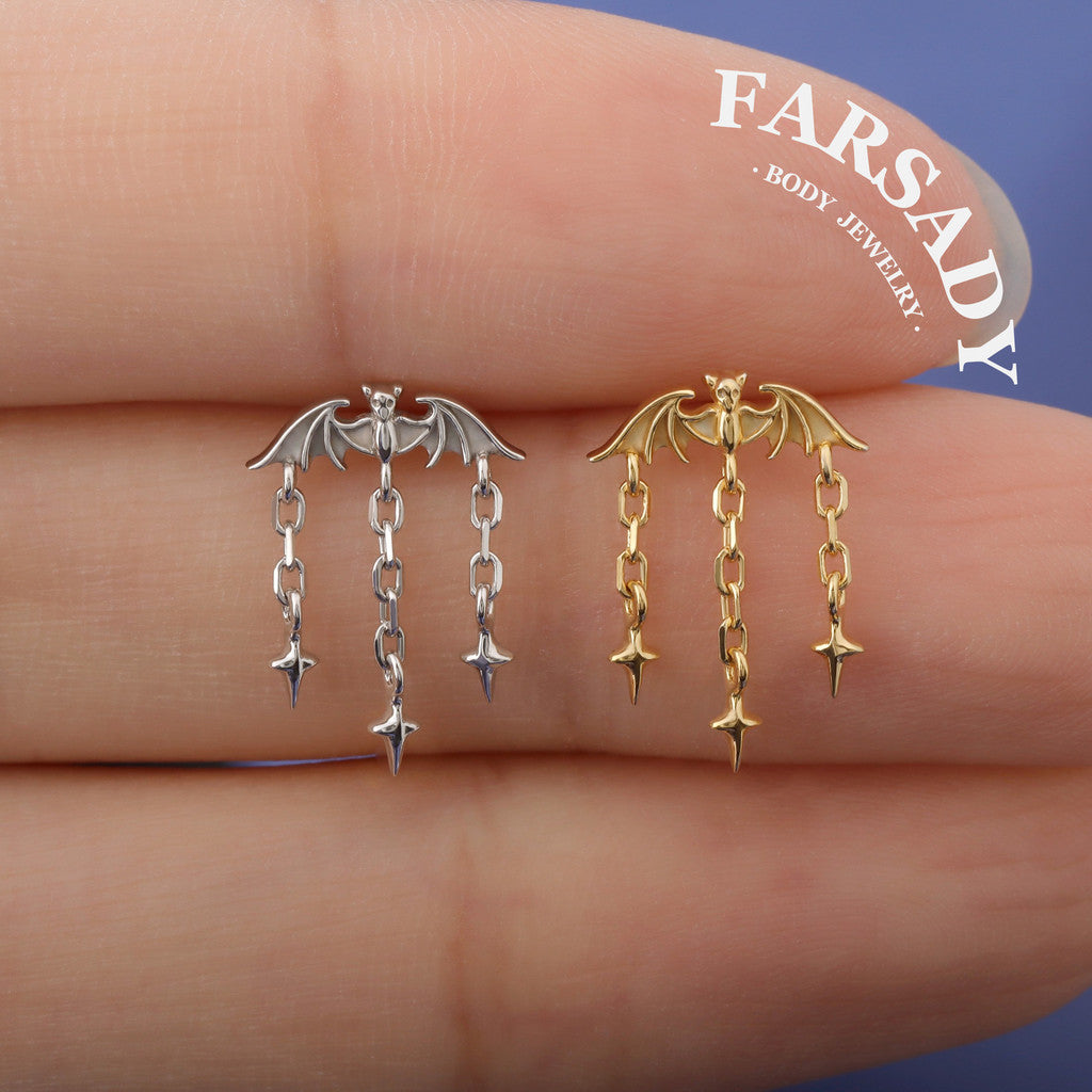 Bat Star Dangle Hidden Helix Earring