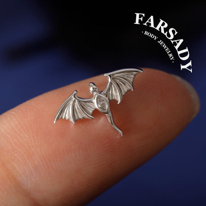 Flying Dragon Threadless Push In Helix Stud Earring