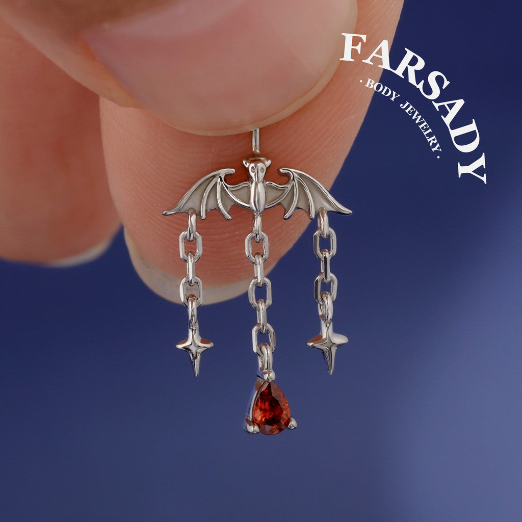 Gothic Red Threadless Push In  Cartilage Stud