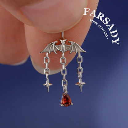 Gothic Red Threadless Push In  Cartilage Stud