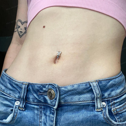 14G S925 Sterling Silver Butterfly Belly Button Clicker| Hinged Curved Belly Bar| Belly Hoop| Navel Ring| Belly Huggie| Belly Clip Ring Miss Vivi Jewelry